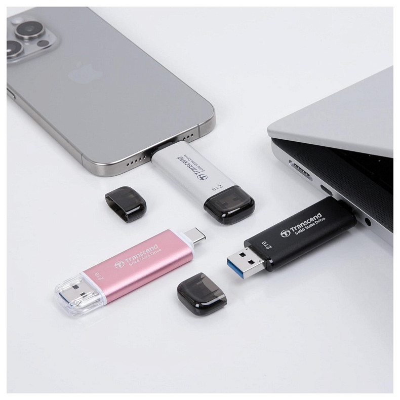 Портативний SSD Transcend 2TB USB 3.1 Gen 2 Type-A + Type-C ESD310 Чорний