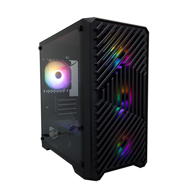 Корпус 1stPlayer T5-BK-4F1 Black без БП