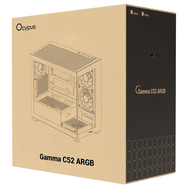 Корпус Ocypus GAMMA C52 W/O PSU, BK ARGB mATX (GAMMA-C52-BKD300XX-GL)