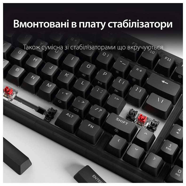 Клавіатура HyperX Alloy Origins 2 65key, Red, USB-A, Hot-Swap, EN/UA, RGB, чорний