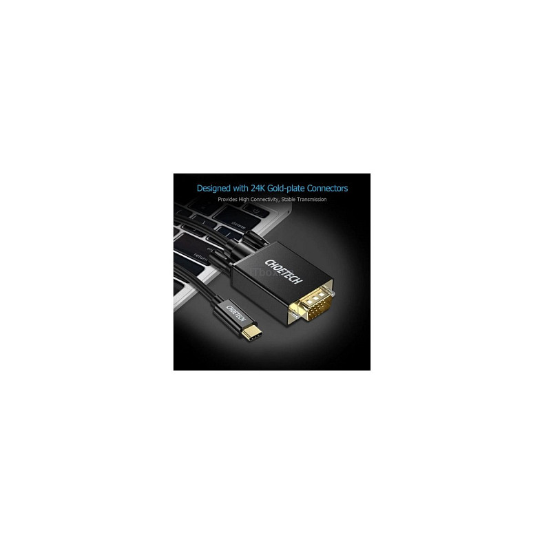 Кабель USB 3.1 Type-C M - VGA (HD15) M, 1.8m FHD 60Hz чорний Choetech