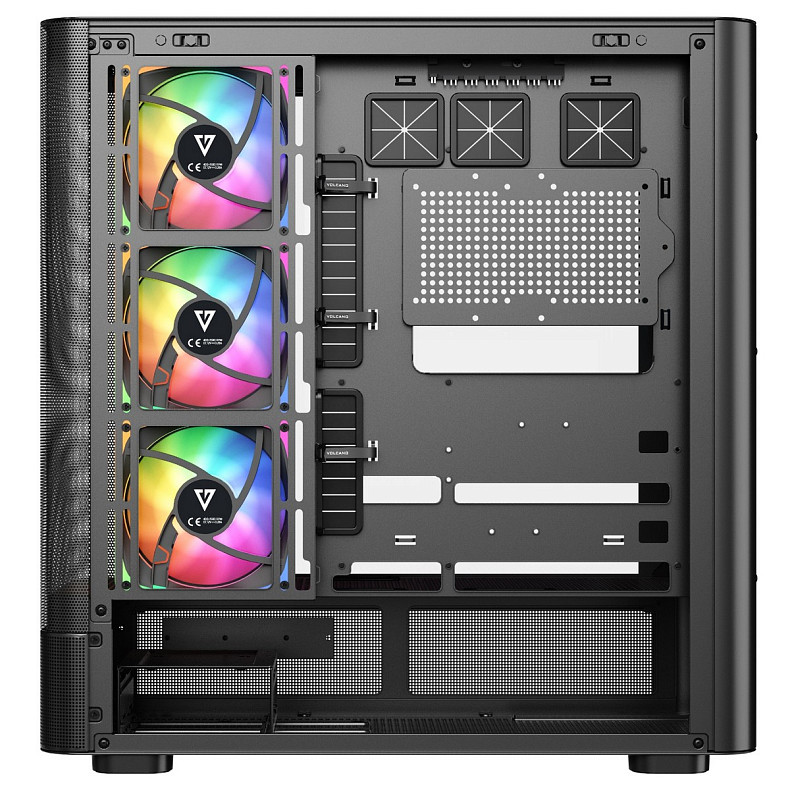 Корпус Modecom VOLCANO AQ500 ARGB MIDI FRONT LCD 6,2”, 4x120mm fans BLACK без БЖ ATX