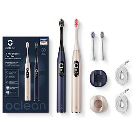 Электрическая зубная щетка Oclean X Pro Digital Duo Set Dark Blue +Golden