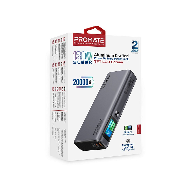 Универсальная мобильная батарея Promate Titan-130 130W 20000mAh Gray