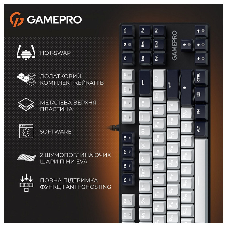 Клавіатура GamePro Genesis Metallic MK110B Outemu Red Swithes USB Black