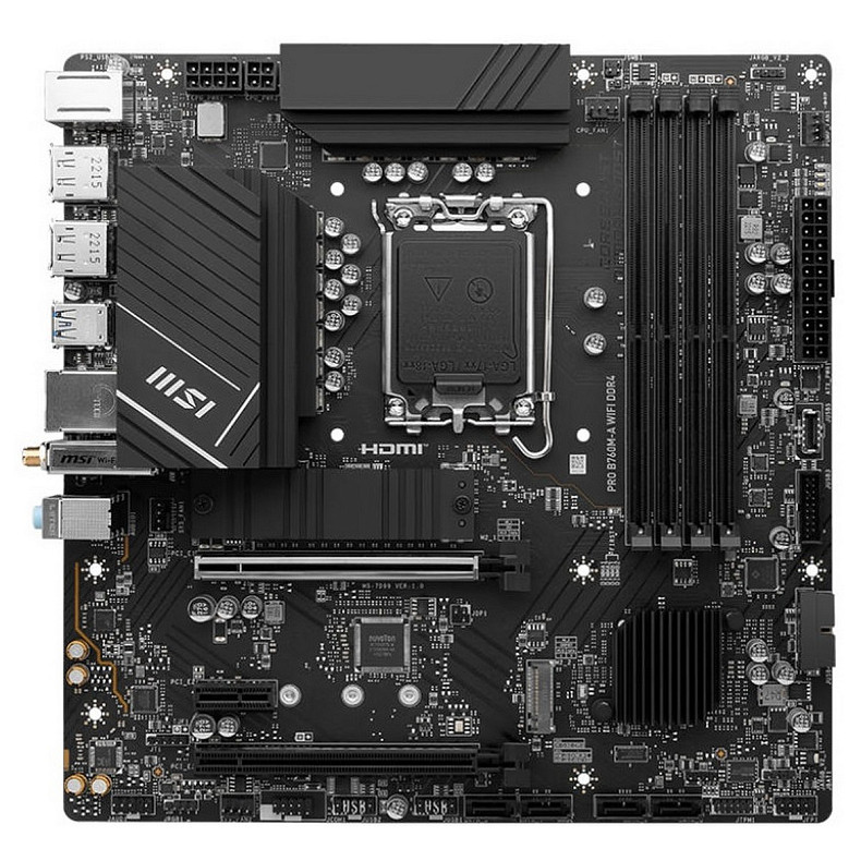Материнская плата MSI PRO B760M-A WIFI DDR4 s1700 B760 4xDDR4 M.2 HDMI DP WiFi BT mATX