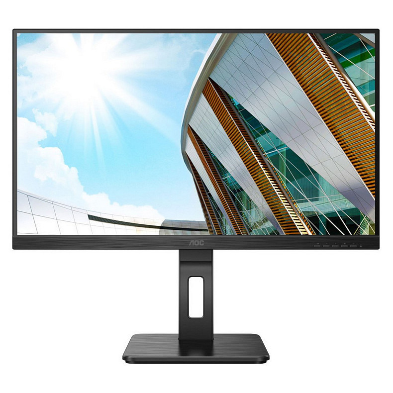 TFT 27" AOC U27P2CA, IPS 4K UHD, 4ms, HDMIx2, DP, USB hub, USB-C, HAS, Pivot, колонки, черный