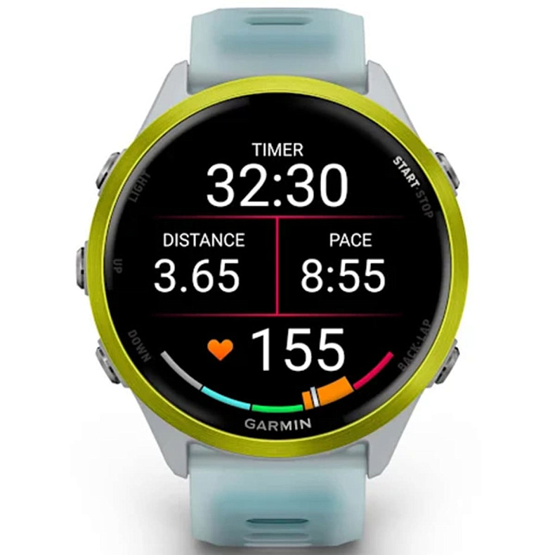 Спортивний годинник Garmin Forerunner 570 47mm Amp Yellow Aluminum with Translucent Whitestone/Turquoise Band (010-02971-01)