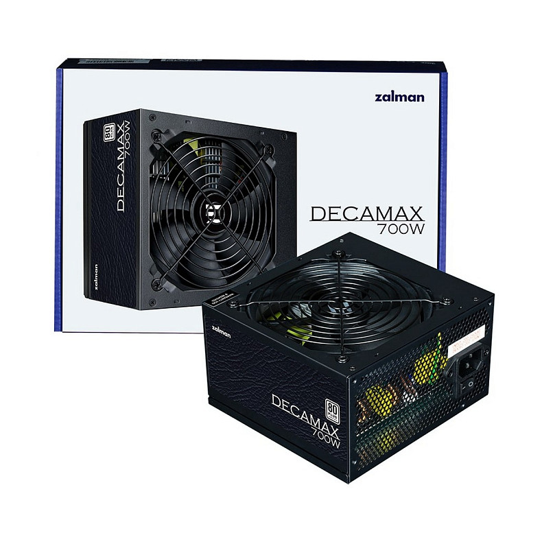 Блок питания Zalman Decamax (700W) 85%, 80 Plus, 120мм, 1xMB 24pin(20+4), 1xCPU 8(4+4)+4pin, 3xMol