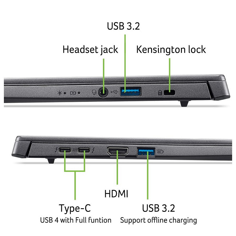Ноутбук Acer Aspire 14 A14-52MT 14" WUXGA IPS Touch, Intel U7-258V, 32GB, F1TB, UMA, Win11, серый