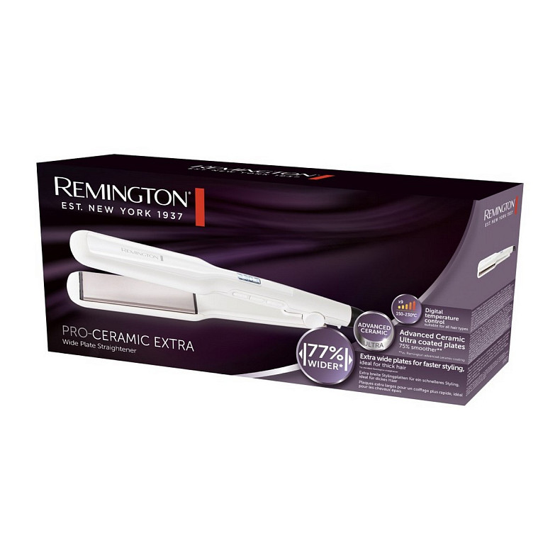 Выпрямитель Remington Pro-Ceramic Extra, темп. режимов-9, 150-230С, чехол, керамика, белый