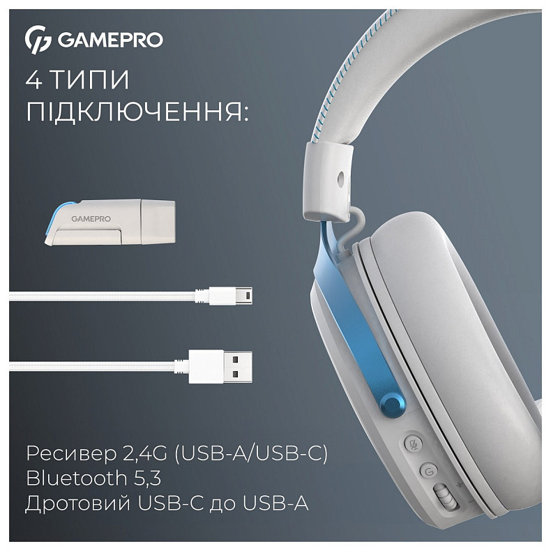 Гарнітура GamePro Asgard Freya Pro White-Blue (HSW201WB)
