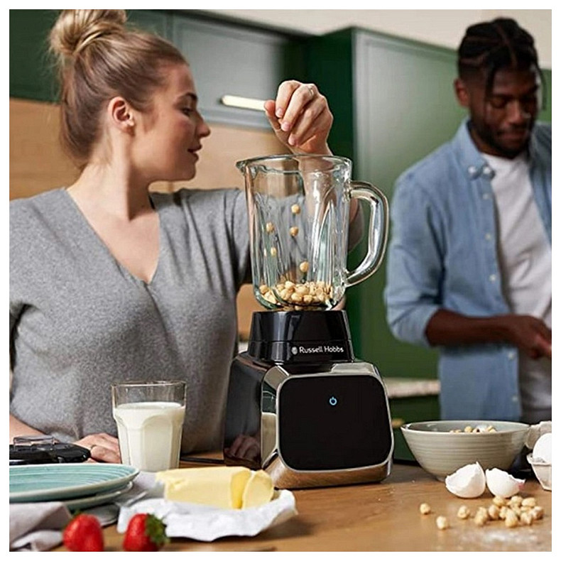 Блендер Russell Hobbs стационарный Sensigence, 1000Вт, чаша-1500мл, стекло, смысл. управл., черно-серый