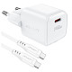 Зарядний пристрій USB-C 20W Gan A73 mini + USB-C cable Fast Charger White Acefast