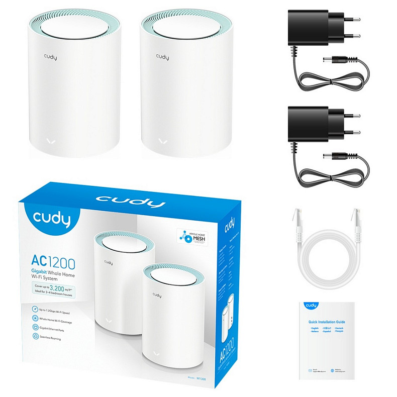 WiFi Mesh система Cudy M1300(2-pack), AC1200 Wi-Fi Gigabit Mesh Solution