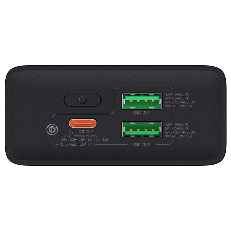 Универсальная мобильная батарея Baseus Adaman2 20000mAh 30W, 2xUSB, 1xType-C PD, QC3.0, SCP, Oppo Super VOOC black