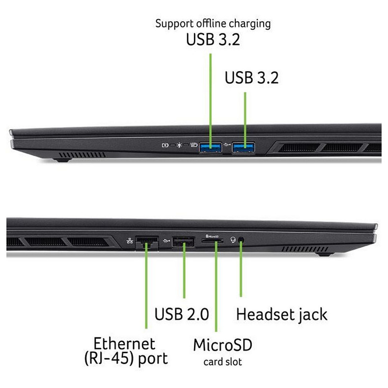 Ноутбук Acer Nitro 16S AN16S-61 16" WQXGA IPS, AMD R7-350, 32GB, F1TB, NVD5070Ti-12, Lin, чорний