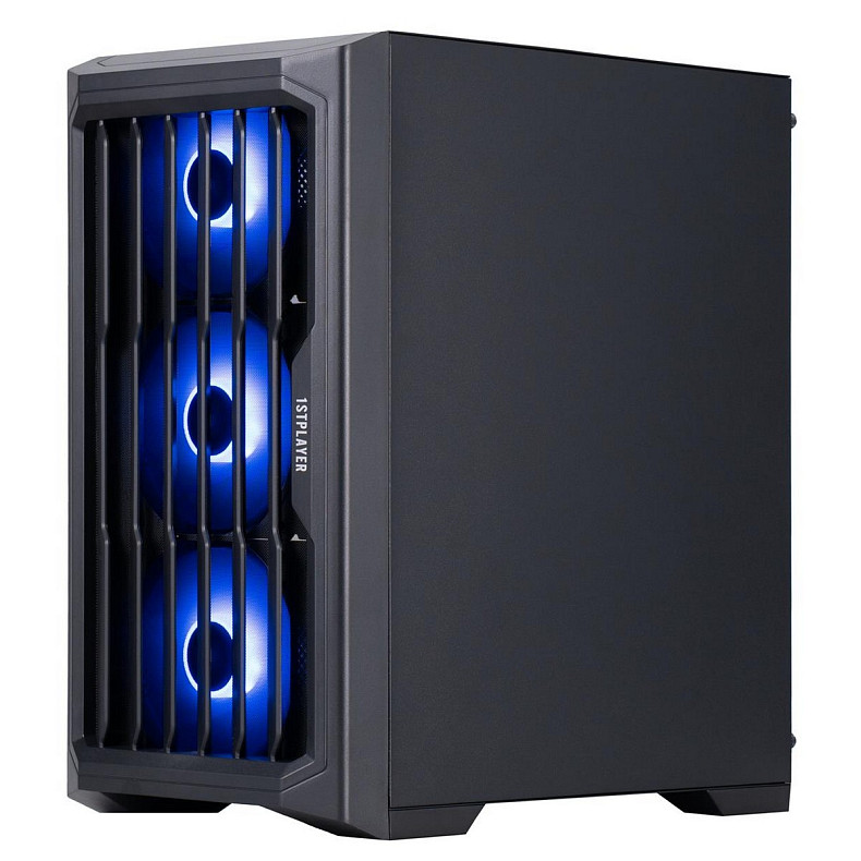 Корпус 1stPlayer H2-BK-4F7 Black без БП