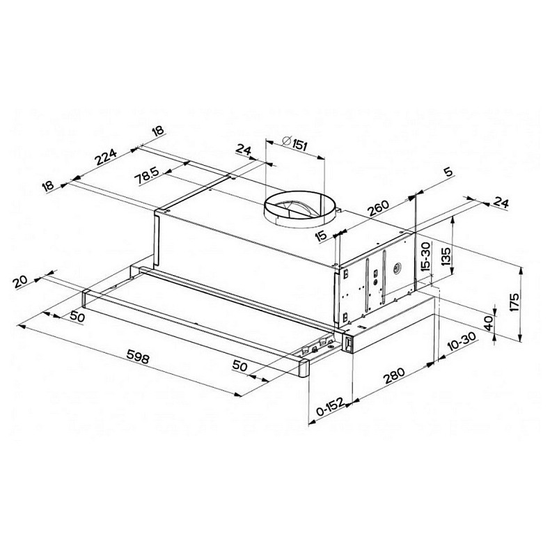 Витяжка Faber телескоп, 60см, 701м3ч, Flexa Ng Glass Lux Bk A60, чорний