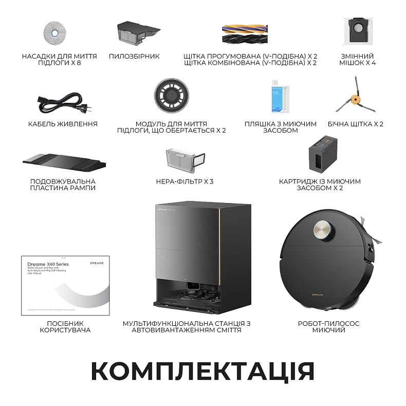Робот-пилосос миючий Dreame Bot X60 Ultra Complete Black
