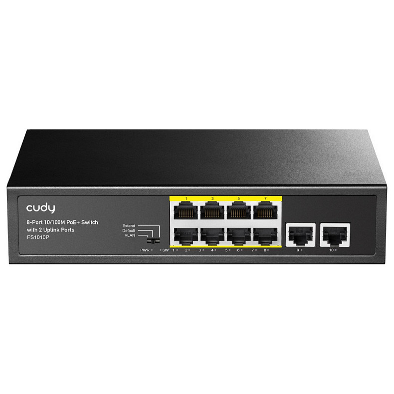 Коммутатор Cudy FS1010P, 8 портовый 10/100M PoE+ Switch with 2 Uplink Ports 120W