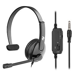 Гарнітура ПК моно On-ear 2E CH12 mini-jack, omni-mic, 1.2м, чорний
