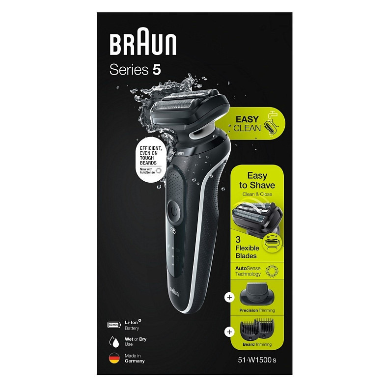 Електрична бритва Braun Series 5 51-W1500s чорна/біла