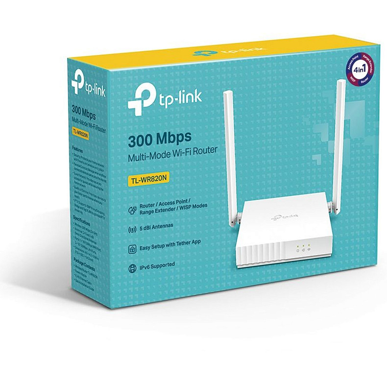 Wi-Fi Роутер TP-Link TL-WR820N (N300, 1*FE WAN, 2*FE LAN, 2 антени)