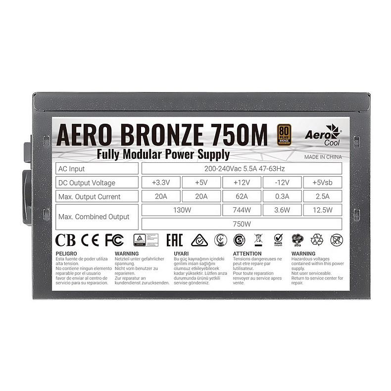 Блок живлення AeroCool Aero Bronze 750 Fully Modular (ACPB-AR75AEC.1M)