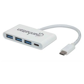USB Hub Manhattan Type-C 4-port USB 3.0 + 3.1 PD пасивний, білий