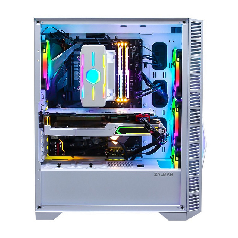 Корпус Zalman Z3 Iceberg, без БЖ, 2xUSB3.0, 1xUSB2.0, 2x120mm ARGB fans, TG Side Panel, EATX, White