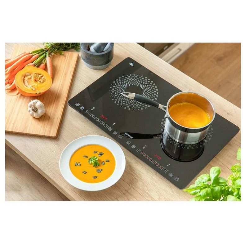 Плитка настільна Sencor індукційна , комф. - 2, 1.4+2Вт,  управл - сенсор, чорний