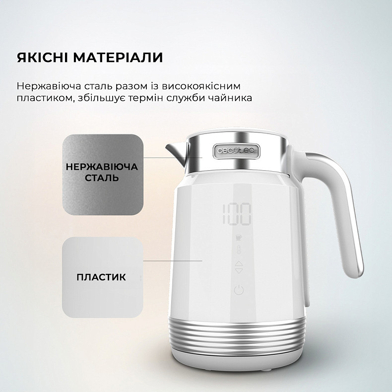 Электрочайник Cecotec ThermoSense 600 Touch White