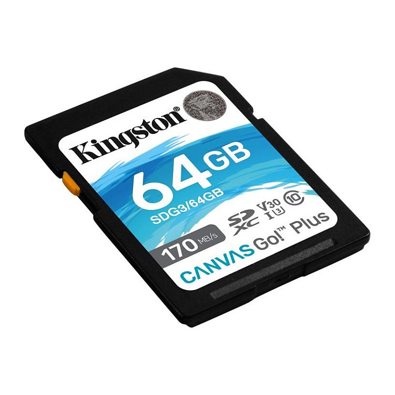 Карта памяти Kingston 64GB SDXC UHS-I/U3 Class 10 Canvas Go! Plus R170/W70MB/s (SDG3/64GB)