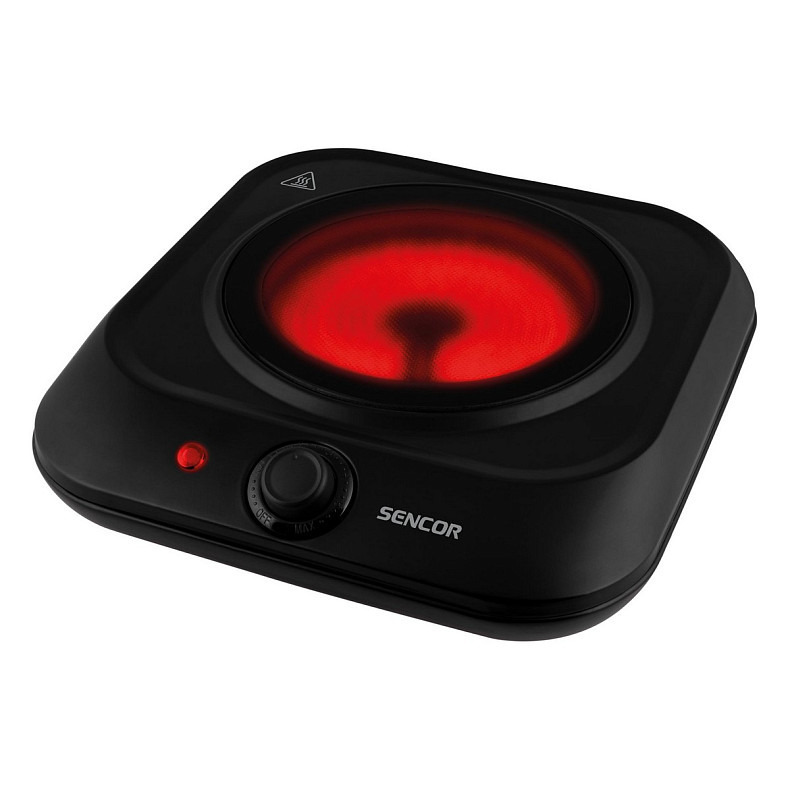 Плитка настільна Sencor електрична, комф. - 1, 1.2Вт,  управл - мех., Hi-Light, чорний