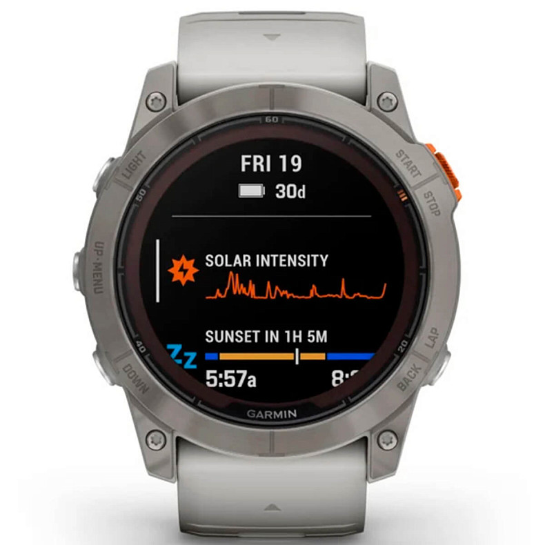 Спортивний годинник GARMIN Fenix 7X Pro Sapphire Solar Titanium with Grey/Orange Band