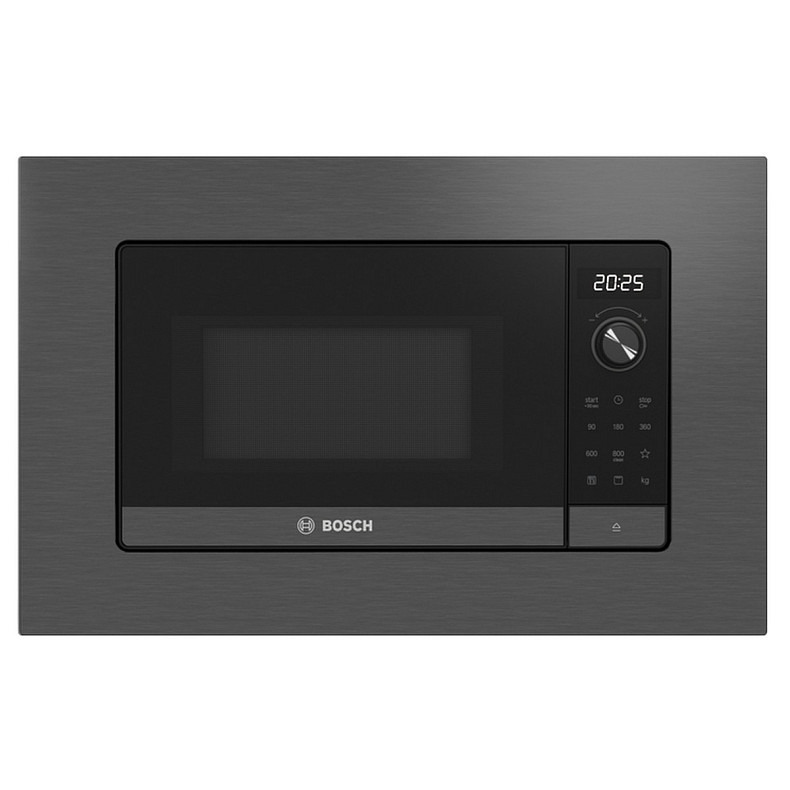 Мікрохвильова піч Bosch вбудована, 20л, електр. управл., 800Вт, дисплей, чорний/нержавійка