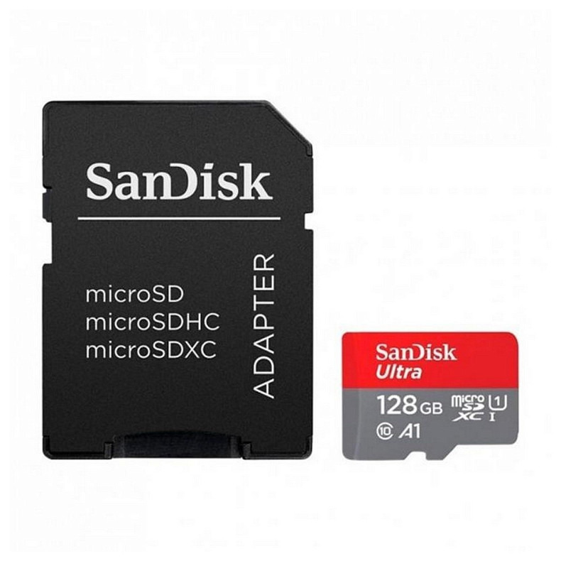 Карта памяти MicroSDXC 128GB UHS-I Class 10 SanDisk Ultra A1 R140MB/s + SD-adapter