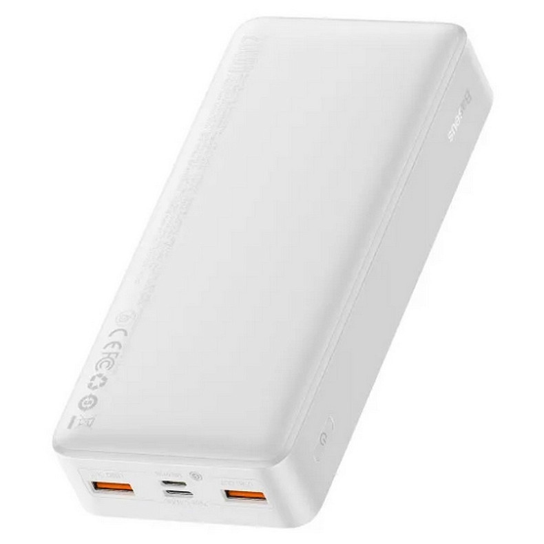 Универсальная мобильная батарея Baseus Bipow 20000mAh 20W, MicroUSB, 2xUSB, 1xType-C In/Out PD3.0, QC3.0 White