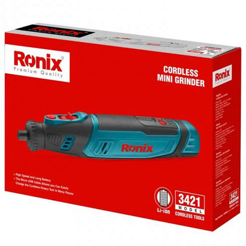 Шлифовальная мини-машина Ronix аккумуляторная, гравер, набор (3421)
