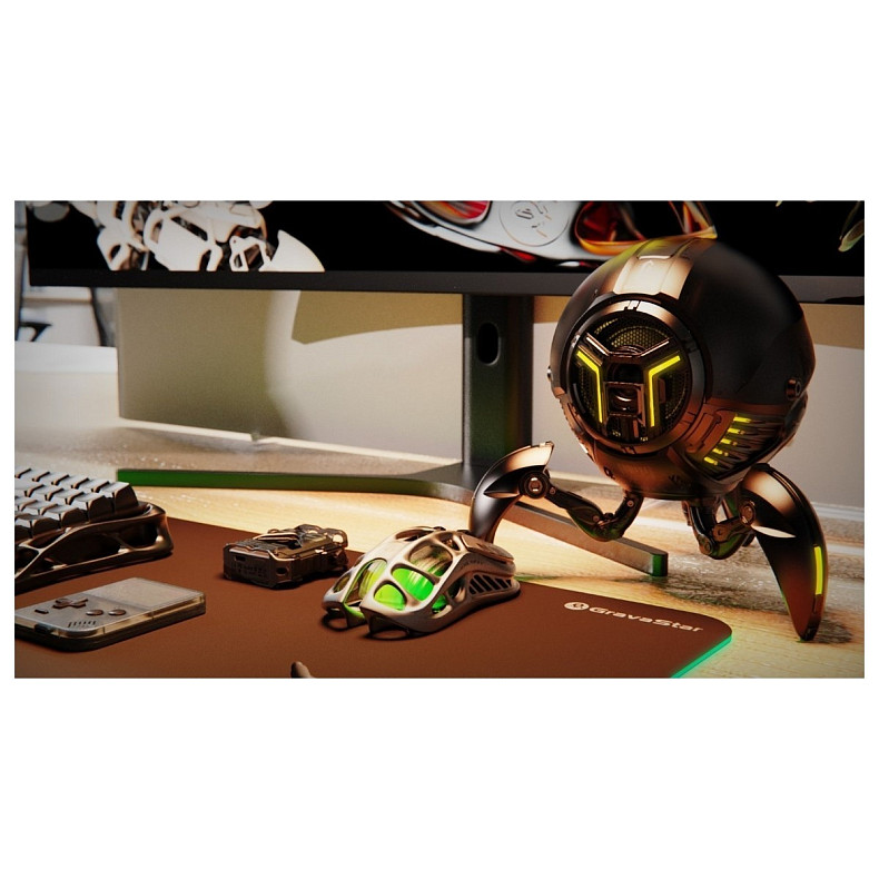 Мышь GravaStar Mercury M1 Pro, magnesium alloy body, BT/WL/USB-A, RGB, Gunmetal Gray