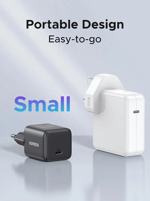 Зарядний пристрій Ugreen 1xUSB 20W (USB-C) PD GaN Tech X512 Сірий