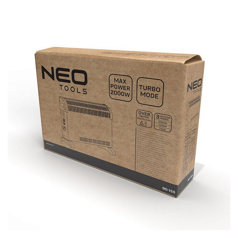 Конвектор Neo Tools, 25м2, 2000Вт, мех. упр-ние, с терморегулятором, открытый нагрев. элемент, белый