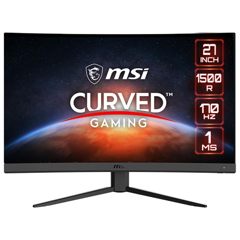 Монітор MSI 27" G27CQ4-E2, 2xHDMI, DP, VA, 2560x1440, 170Hz, 1ms, sRGB 114%, CURVED, AdaptiveSync