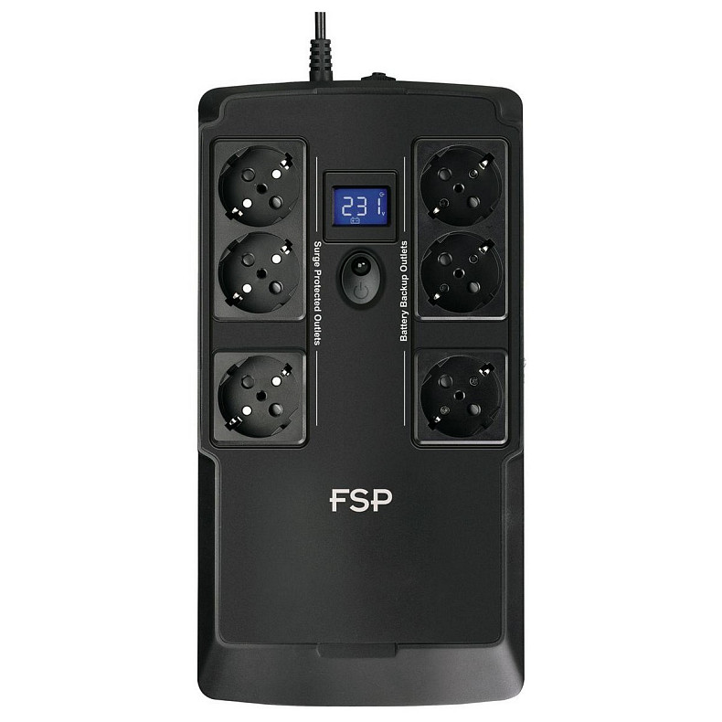 ДБЖ FSP NanoFit 800, 800ВА/480Вт, SCHUKO, USB/2хUSB зар 5V/1A(Max.), AVR, RG11