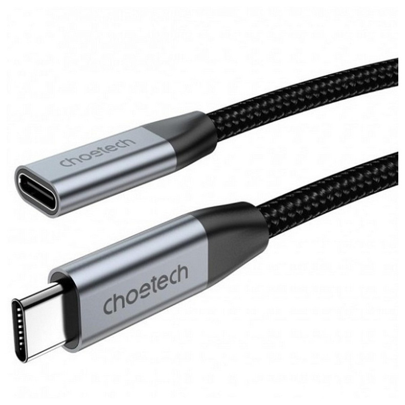 Кабель-удлинитель USB 3.1 Type-C M-F, 2.0 м 10 Gbps 100W nylon braid черный Choetech