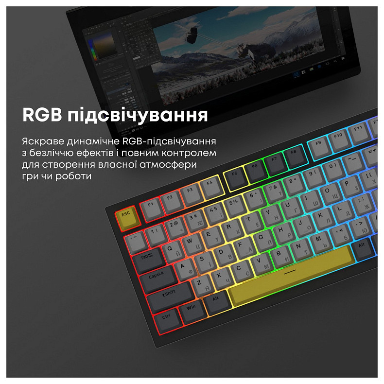 Клавіатура Ajazz AK820 Sea Salt Switch Black USB-C (AK820-SS-BGY)