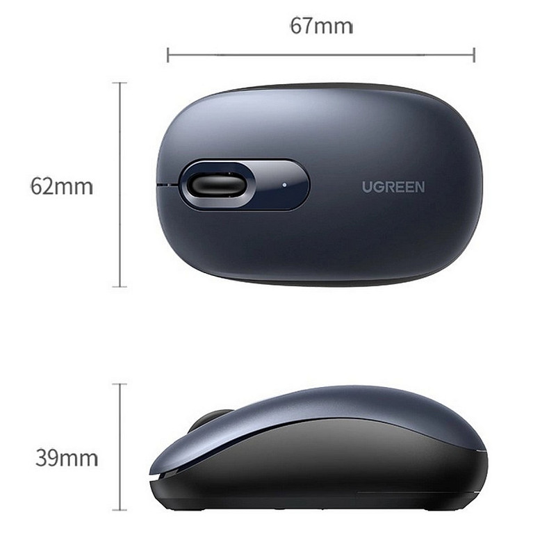 Мышка UGREEN MU105, 2400dpi., 3кн., синяя