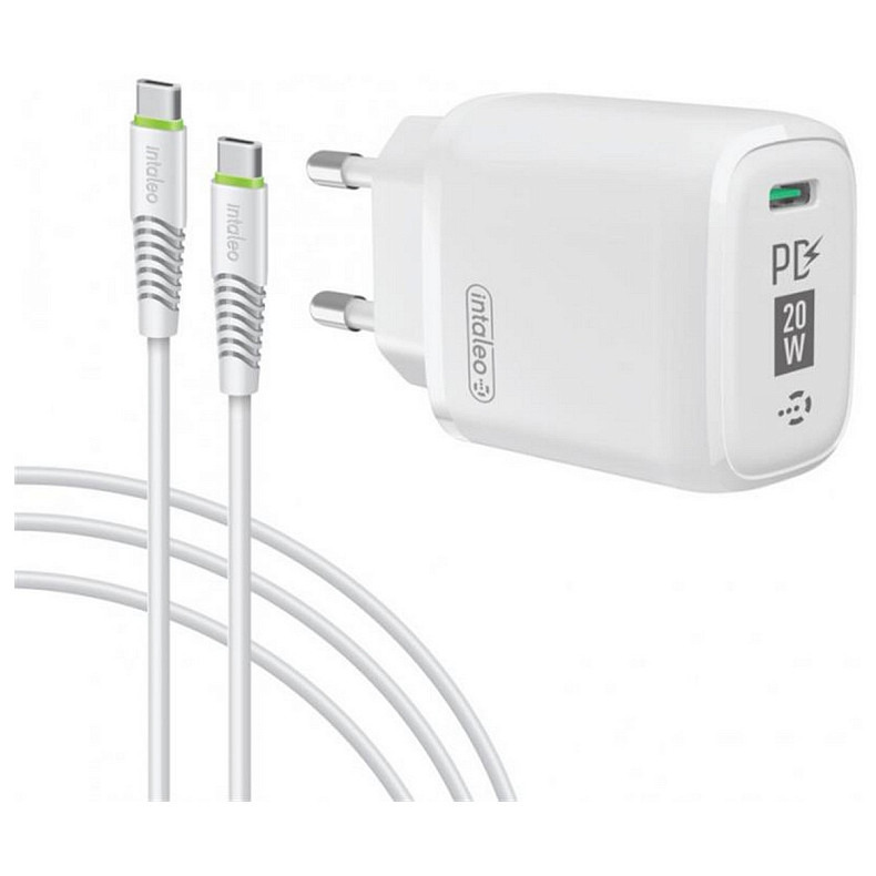 Мережевий зарядний пристрій Intaleo TCGQPD120T (1USBx3A) White (1283126509988) + кабель USB Type C