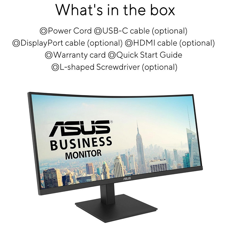 Монітор Asus 34" VA34VCPSR HDMI, DP, USB-C, 3xUSB, RJ-45, MM, VA, 3440x1440, 21:9, 100Hz, 4ms